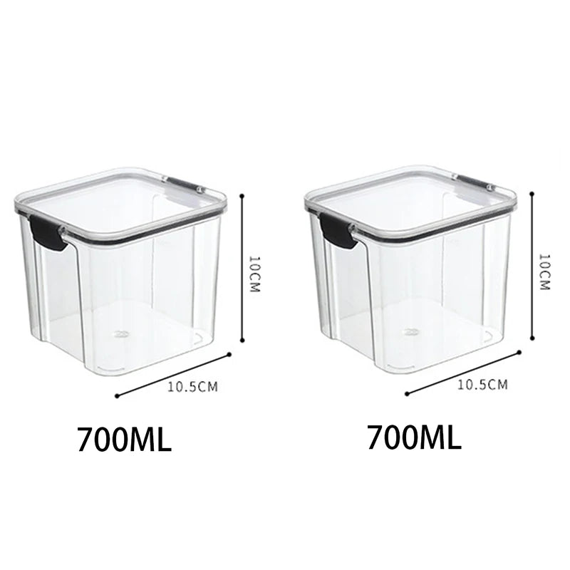 5Pcs Sets Sealed Jar Food Storage Box Transparent Plastic Kitchen Organizer Multigrain Tank Stackable Dried Sealed Storage Jars