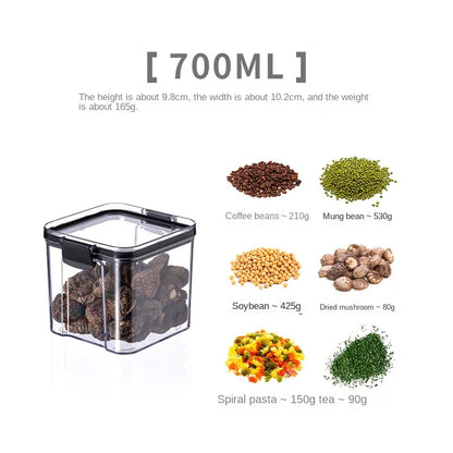 5Pcs Sets Sealed Jar Food Storage Box Transparent Plastic Kitchen Organizer Multigrain Tank Stackable Dried Sealed Storage Jars