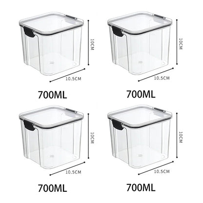 5Pcs Sets Sealed Jar Food Storage Box Transparent Plastic Kitchen Organizer Multigrain Tank Stackable Dried Sealed Storage Jars