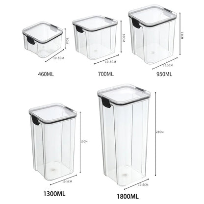 5Pcs Sets Sealed Jar Food Storage Box Transparent Plastic Kitchen Organizer Multigrain Tank Stackable Dried Sealed Storage Jars