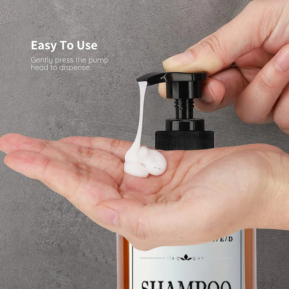 16oz Shampoo Bottles Bathroom and Kitchen Soap Dispenser Empty Bottles Wall Decor Hands Soap Sub-bottle with Waterproof Labels