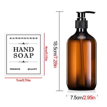 16oz Shampoo Bottles Bathroom and Kitchen Soap Dispenser Empty Bottles Wall Decor Hands Soap Sub-bottle with Waterproof Labels